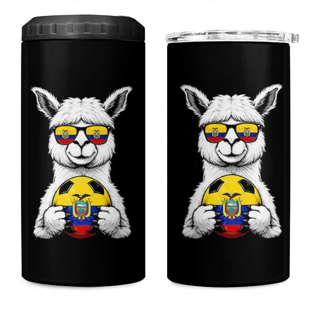 Funny Ecuador Alpaca Soccer Lover 4 in 1 Can Cooler Tumbler South American Pride Gift