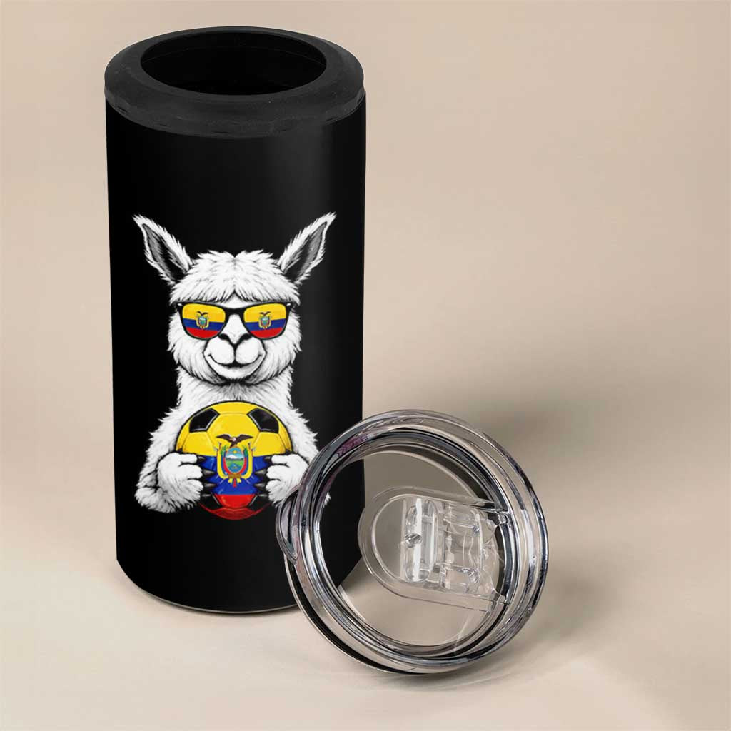 Funny Ecuador Alpaca Soccer Lover 4 in 1 Can Cooler Tumbler South American Pride Gift