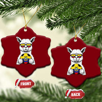 Funny Ecuador Alpaca Soccer Lover Ceramic Ornament South American Pride Gift