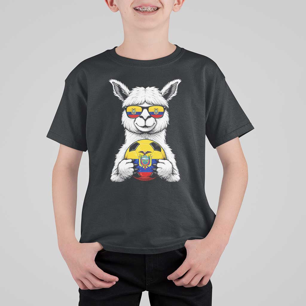 Funny Ecuador Alpaca Soccer Lover T Shirt For Kid South American Pride Gift