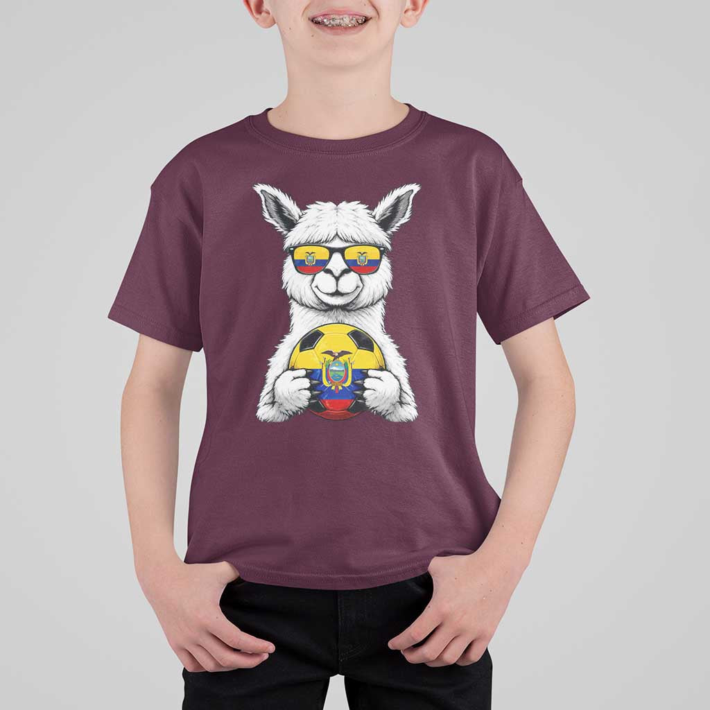 Funny Ecuador Alpaca Soccer Lover T Shirt For Kid South American Pride Gift