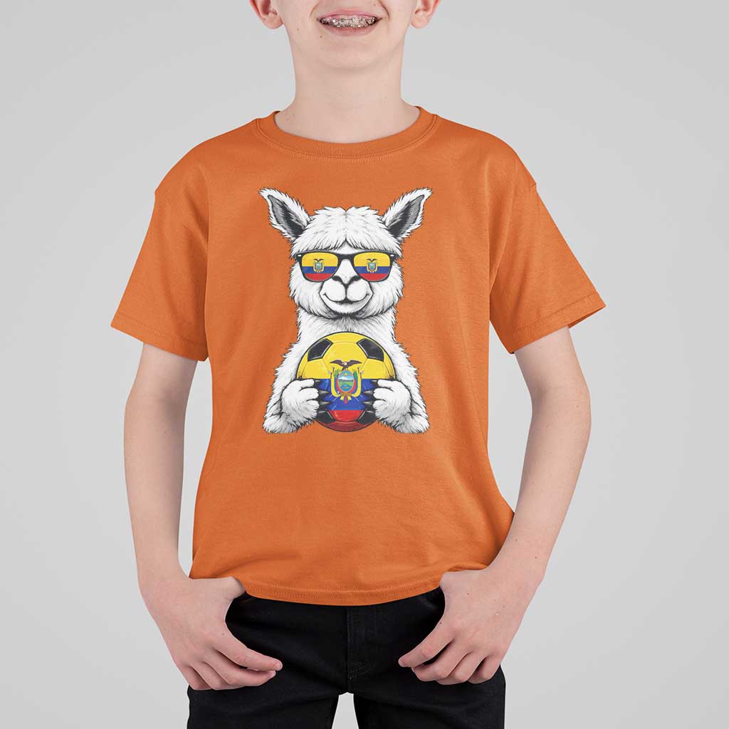 Funny Ecuador Alpaca Soccer Lover T Shirt For Kid South American Pride Gift