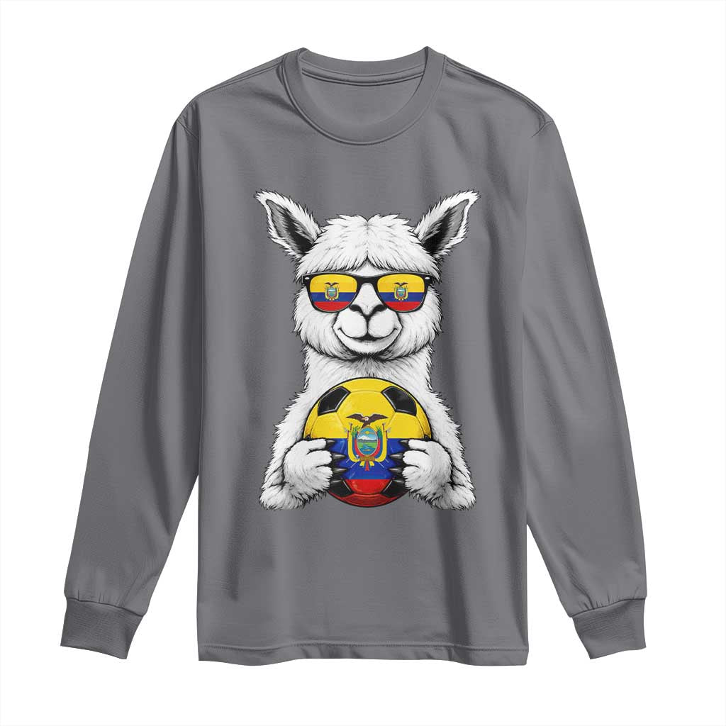 Funny Ecuador Alpaca Soccer Lover Long Sleeve Shirt South American Pride Gift