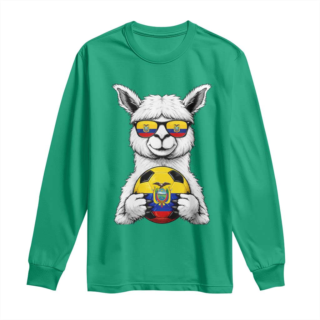 Funny Ecuador Alpaca Soccer Lover Long Sleeve Shirt South American Pride Gift