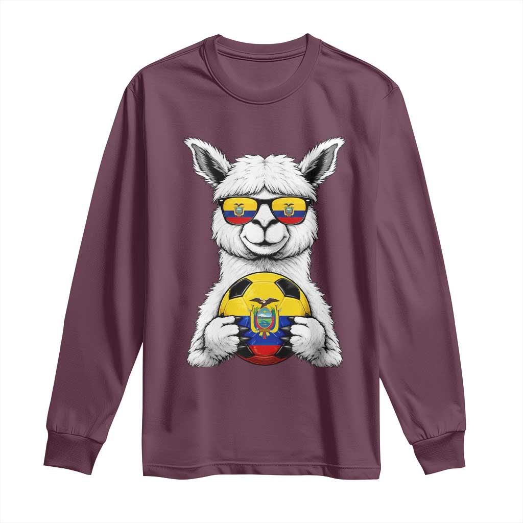 Funny Ecuador Alpaca Soccer Lover Long Sleeve Shirt South American Pride Gift