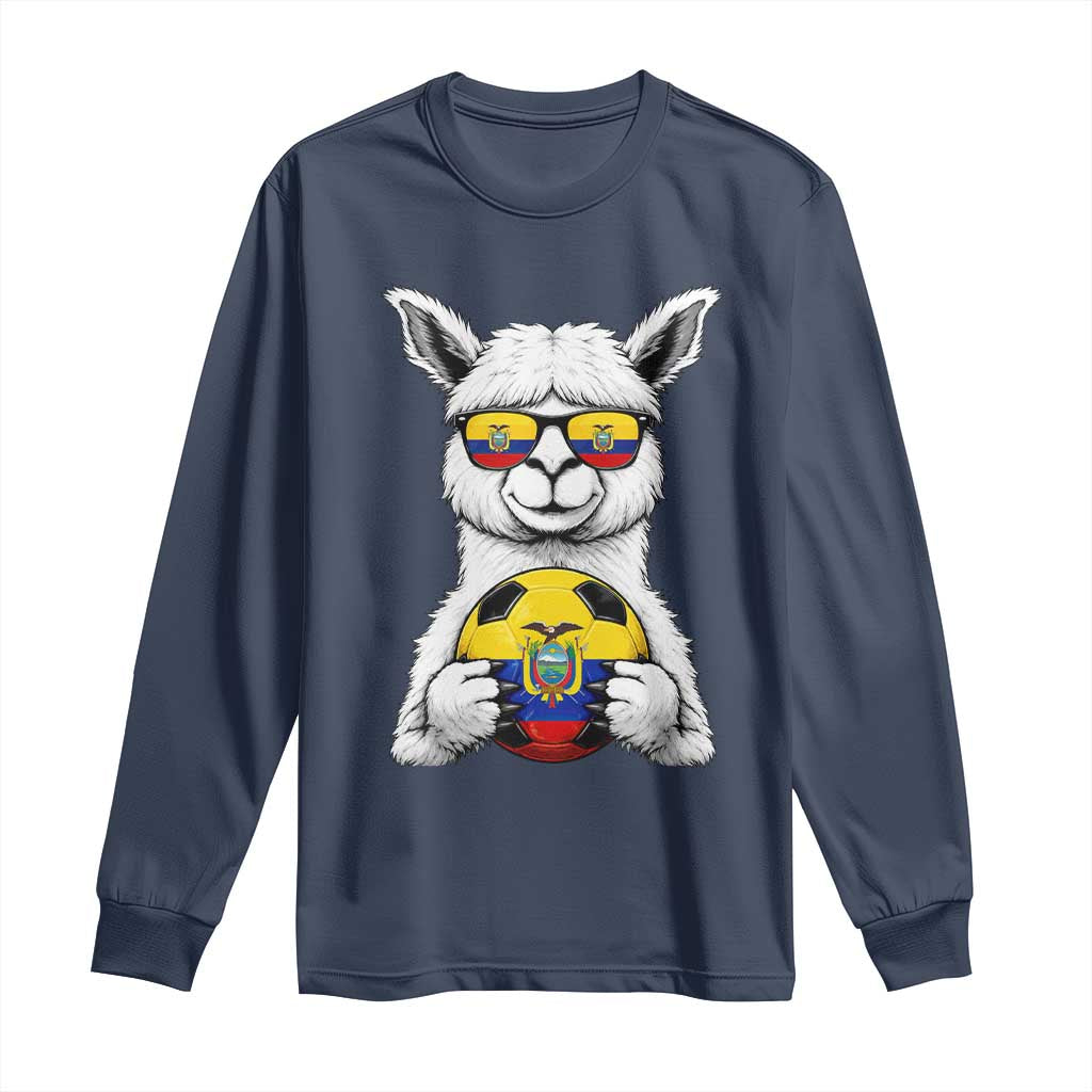 Funny Ecuador Alpaca Soccer Lover Long Sleeve Shirt South American Pride Gift