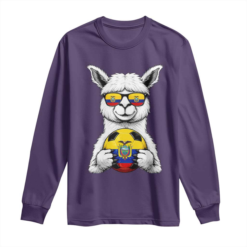 Funny Ecuador Alpaca Soccer Lover Long Sleeve Shirt South American Pride Gift