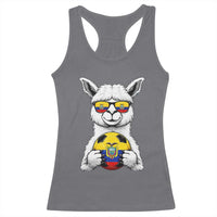 Funny Ecuador Alpaca Soccer Lover Racerback Tank Top South American Pride Gift