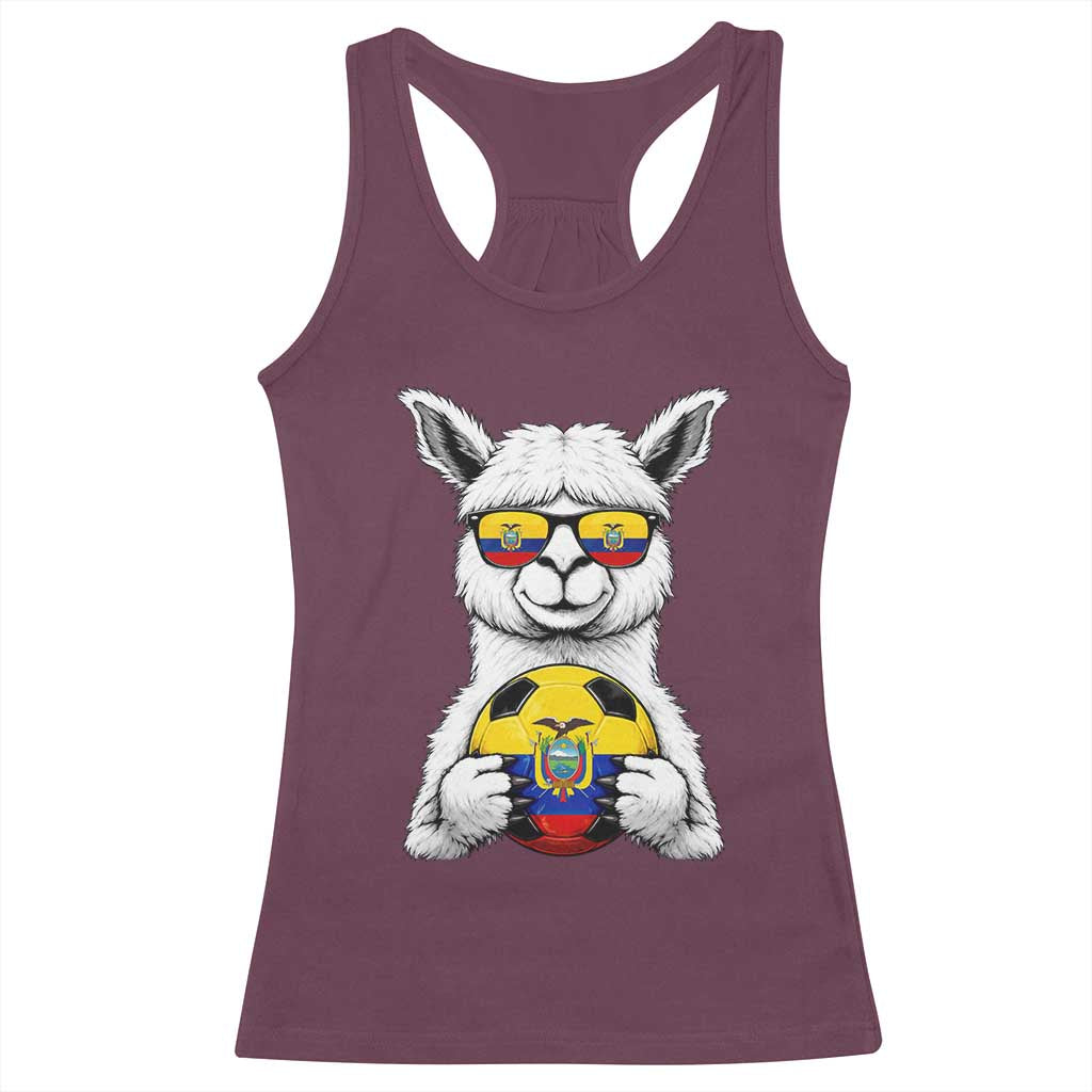 Funny Ecuador Alpaca Soccer Lover Racerback Tank Top South American Pride Gift