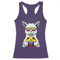 Funny Ecuador Alpaca Soccer Lover Racerback Tank Top South American Pride Gift