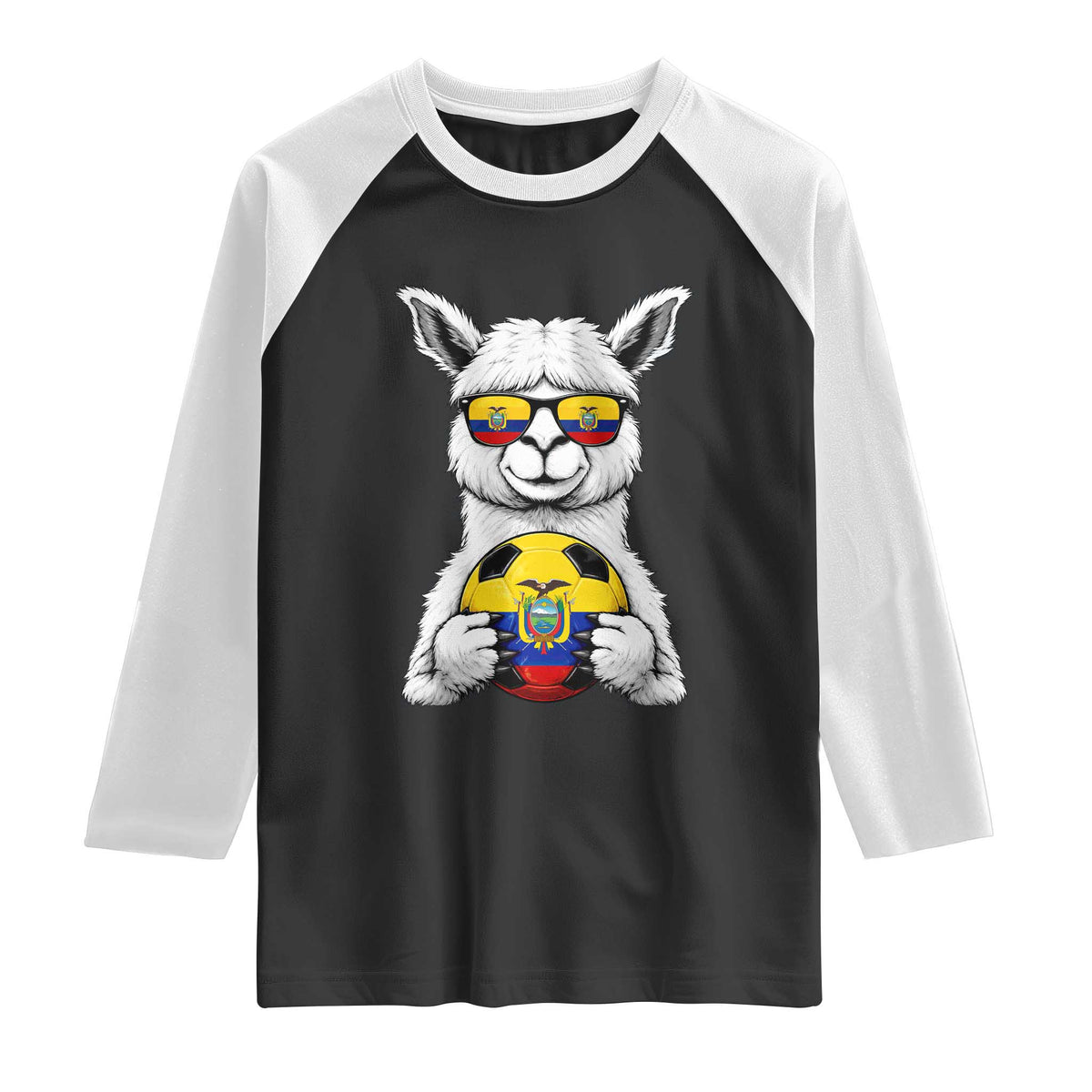 Funny Ecuador Alpaca Soccer Lover Raglan Shirt South American Pride Gift