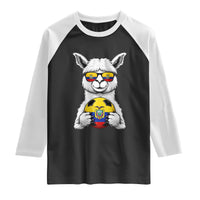Funny Ecuador Alpaca Soccer Lover Raglan Shirt South American Pride Gift