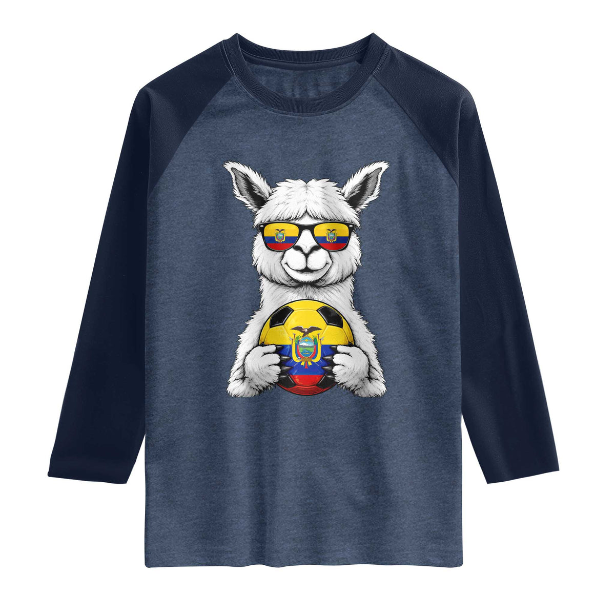 Funny Ecuador Alpaca Soccer Lover Raglan Shirt South American Pride Gift