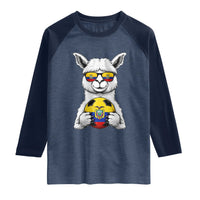 Funny Ecuador Alpaca Soccer Lover Raglan Shirt South American Pride Gift