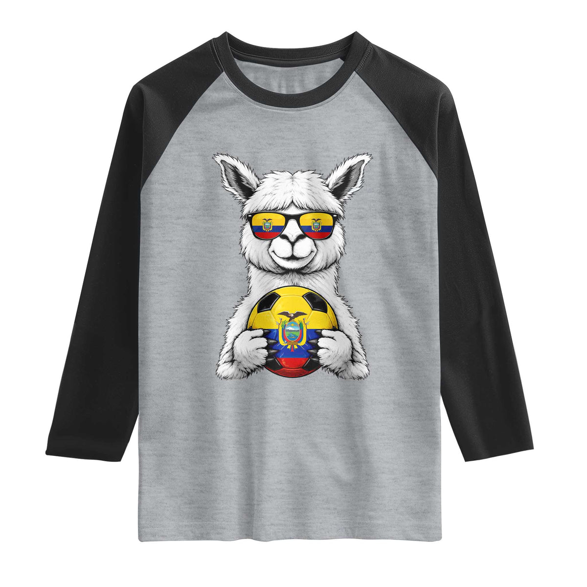 Funny Ecuador Alpaca Soccer Lover Raglan Shirt South American Pride Gift