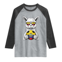 Funny Ecuador Alpaca Soccer Lover Raglan Shirt South American Pride Gift