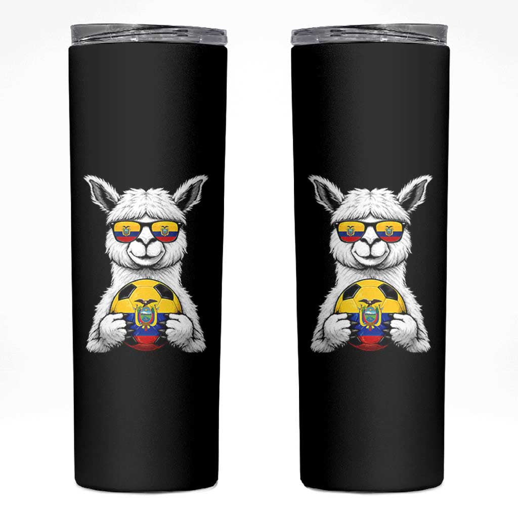 Funny Ecuador Alpaca Soccer Lover Skinny Tumbler South American Pride Gift