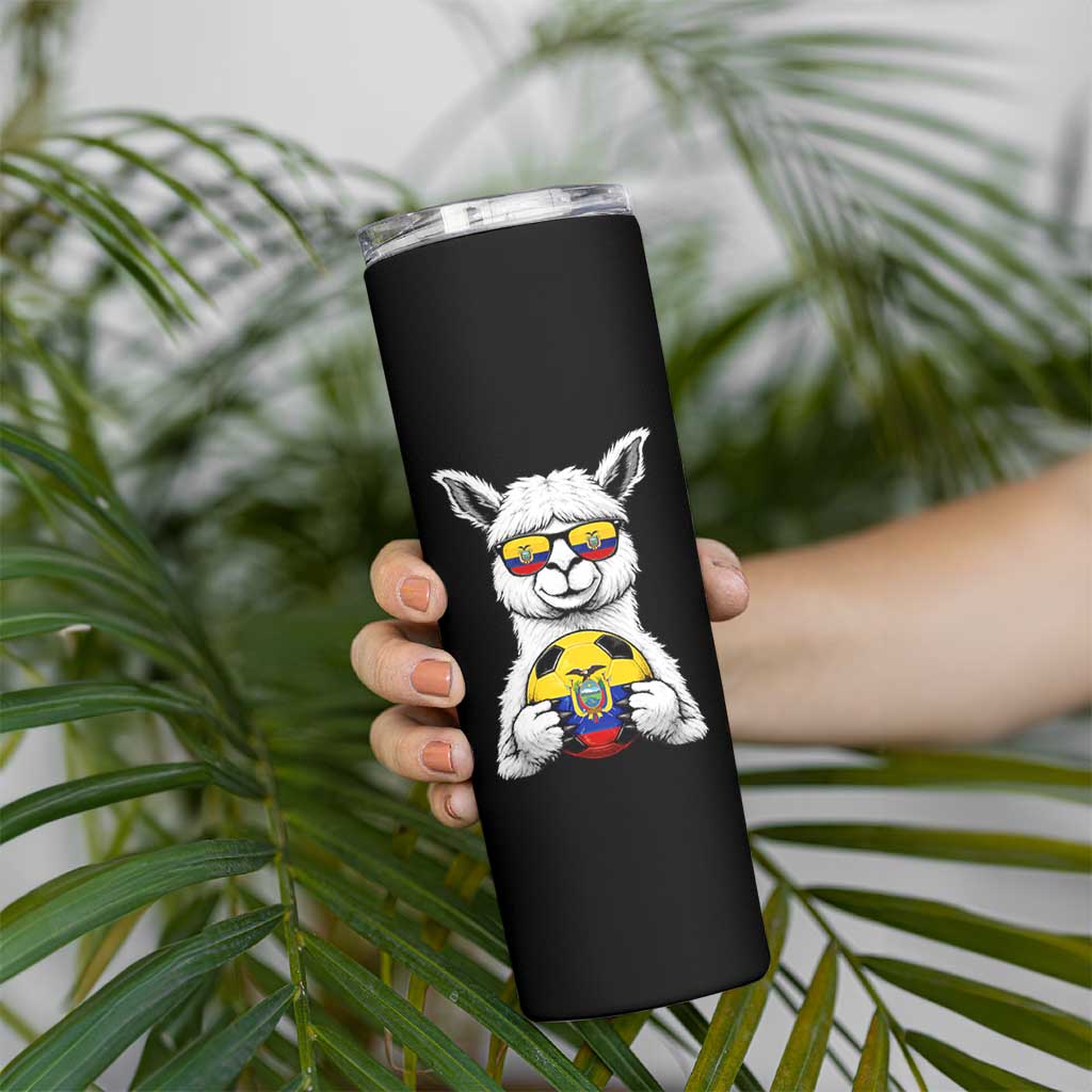 Funny Ecuador Alpaca Soccer Lover Skinny Tumbler South American Pride Gift