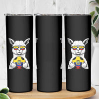 Funny Ecuador Alpaca Soccer Lover Skinny Tumbler South American Pride Gift