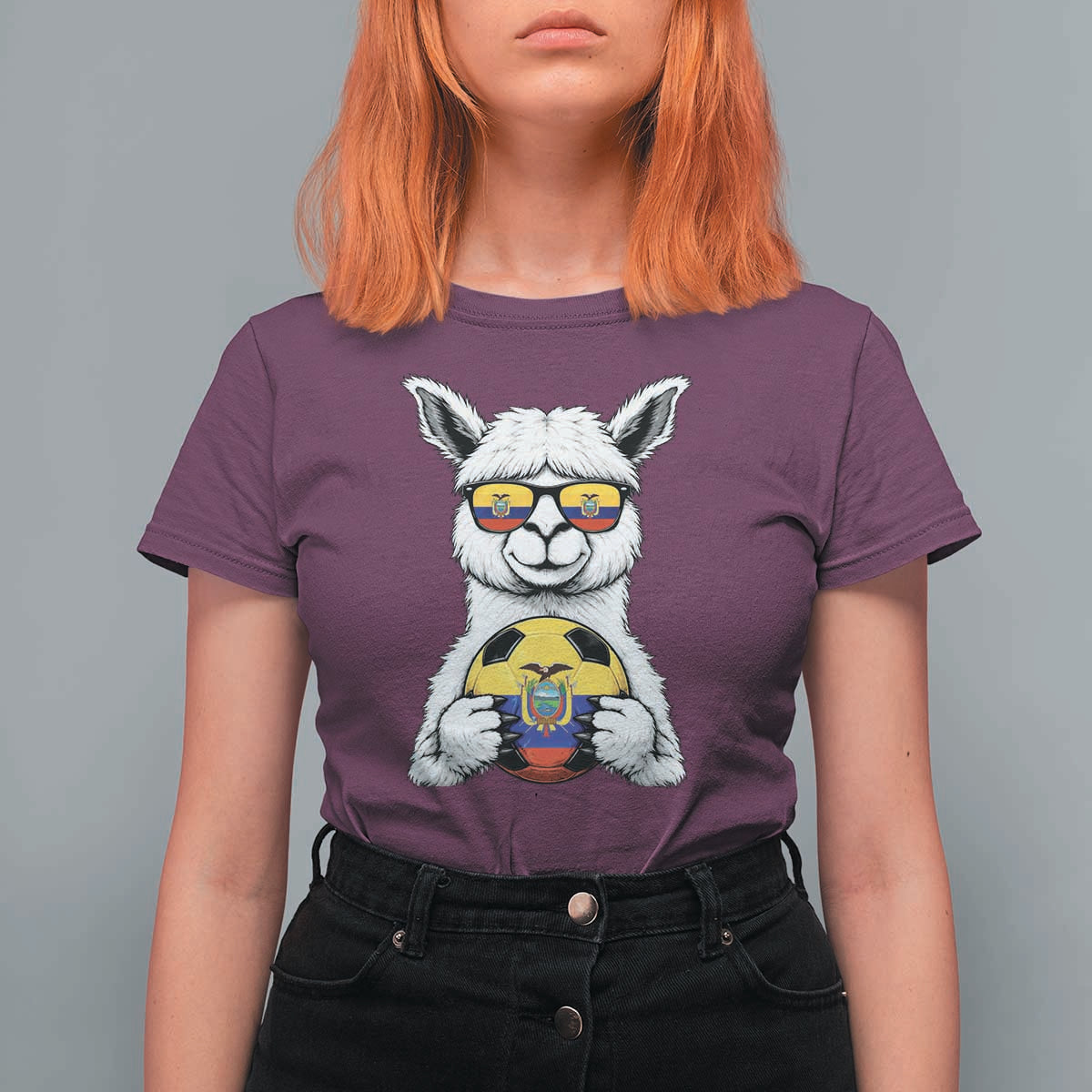 Funny Ecuador Alpaca Soccer Lover T Shirt For Women South American Pride Gift