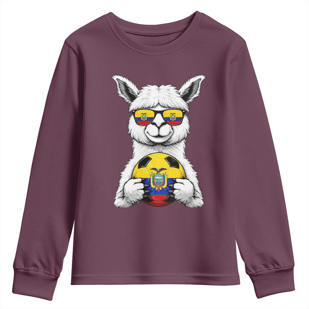 Funny Ecuador Alpaca Soccer Lover Youth Sweatshirt South American Pride Gift