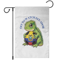 Off To Watch Ecuador Garden Flag Funny Ecuador Iguana Soccer Fan Gift