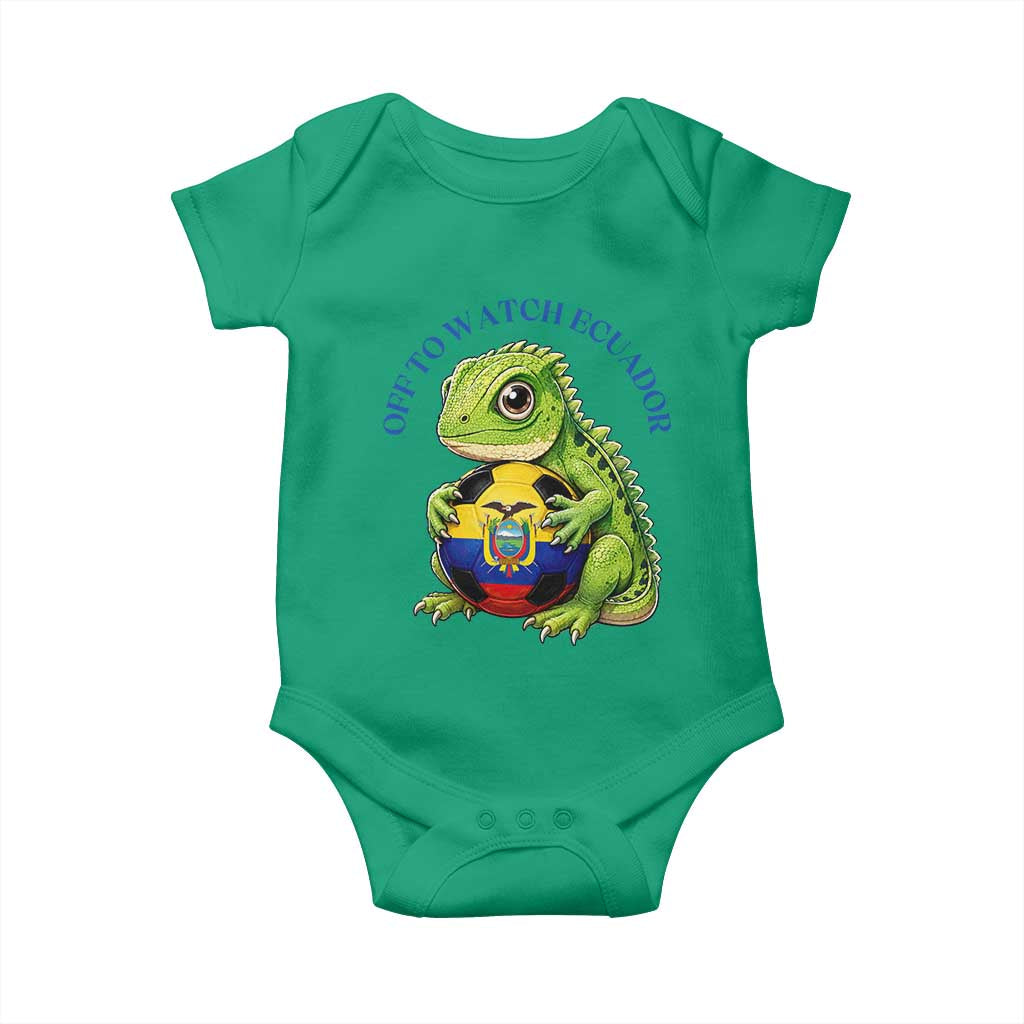 Off To Watch Ecuador Baby Onesie Funny Ecuador Iguana Soccer Fan Gift