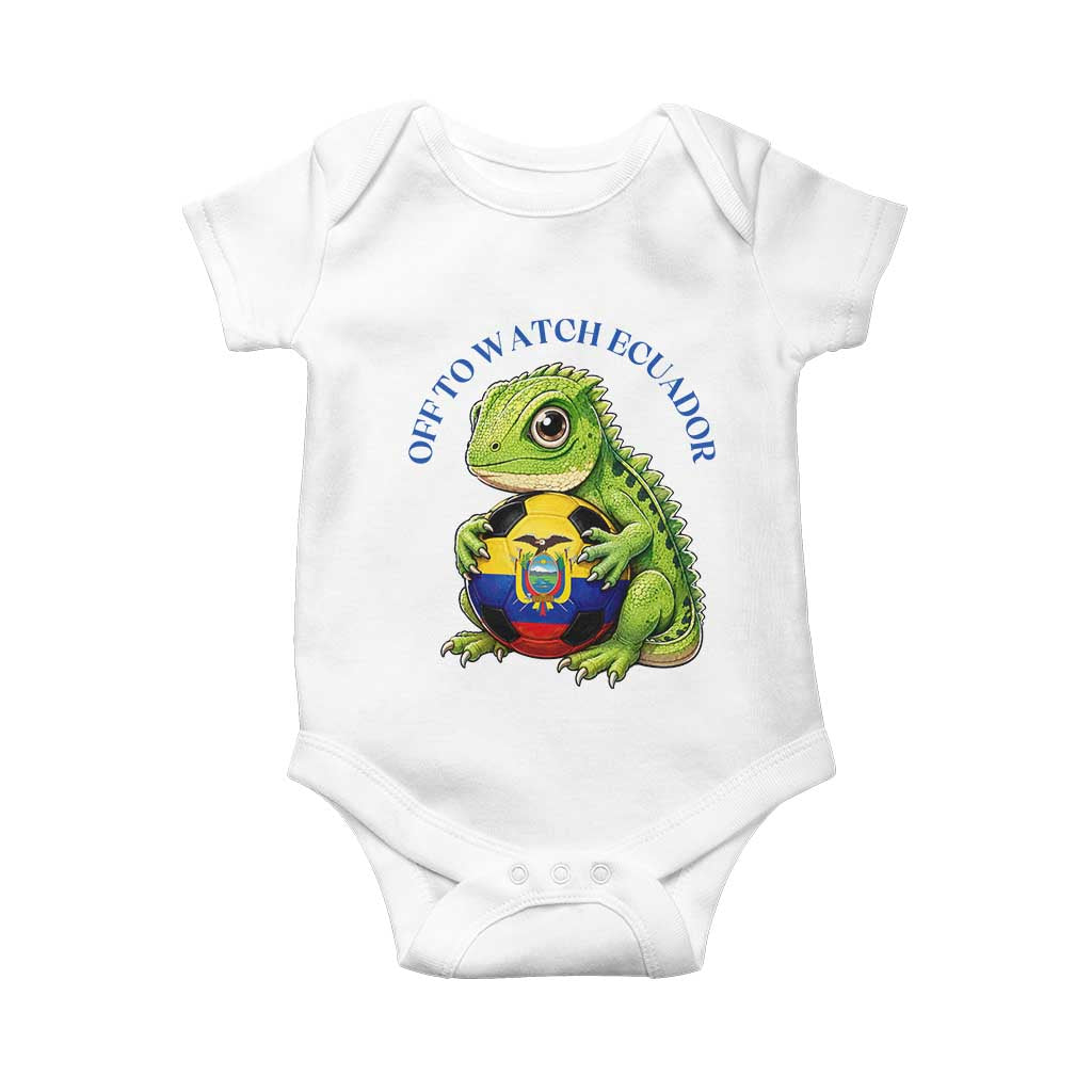 Off To Watch Ecuador Baby Onesie Funny Ecuador Iguana Soccer Fan Gift