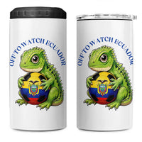 Off To Watch Ecuador 4 in 1 Can Cooler Tumbler Funny Ecuador Iguana Soccer Fan Gift
