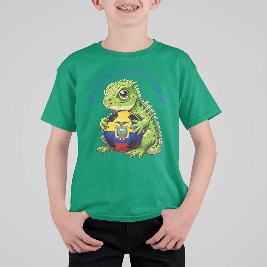 Off To Watch Ecuador T Shirt For Kid Funny Ecuador Iguana Soccer Fan Gift