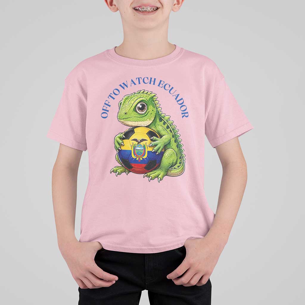 Off To Watch Ecuador T Shirt For Kid Funny Ecuador Iguana Soccer Fan Gift