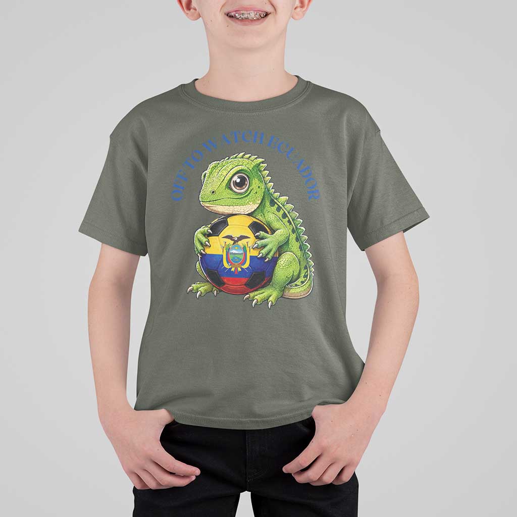 Off To Watch Ecuador T Shirt For Kid Funny Ecuador Iguana Soccer Fan Gift