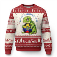Off To Watch Ecuador Ugly Christmas Sweater Funny Ecuador Iguana Soccer Fan Gift