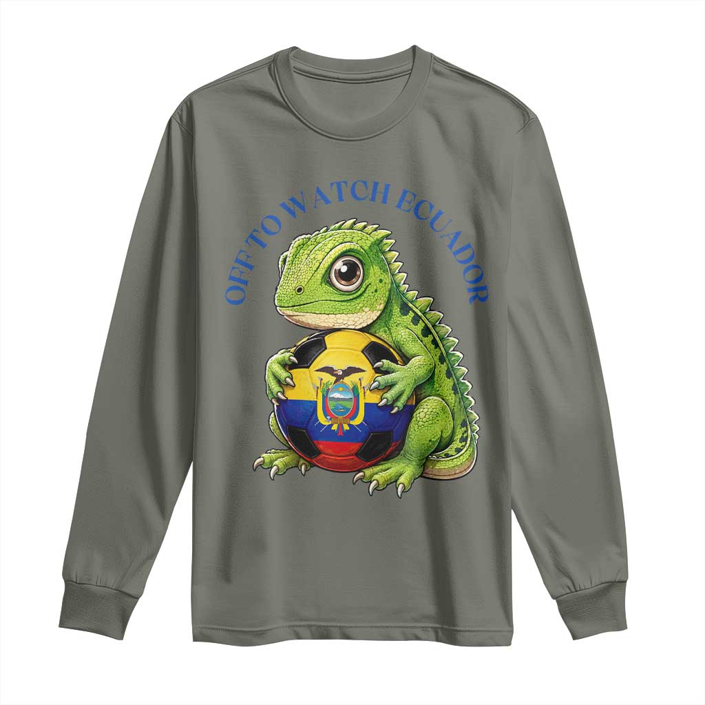Off To Watch Ecuador Long Sleeve Shirt Funny Ecuador Iguana Soccer Fan Gift