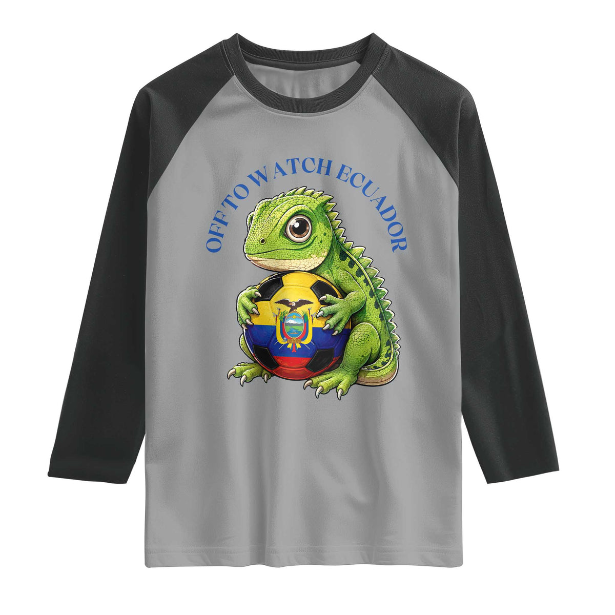 Off To Watch Ecuador Raglan Shirt Funny Ecuador Iguana Soccer Fan Gift