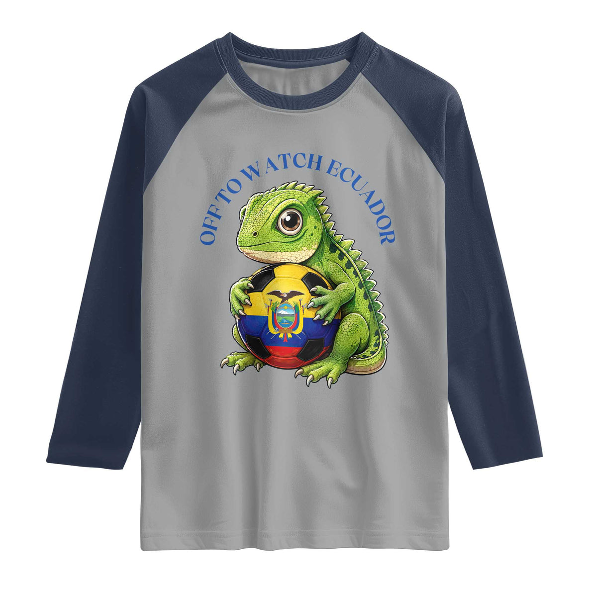 Off To Watch Ecuador Raglan Shirt Funny Ecuador Iguana Soccer Fan Gift