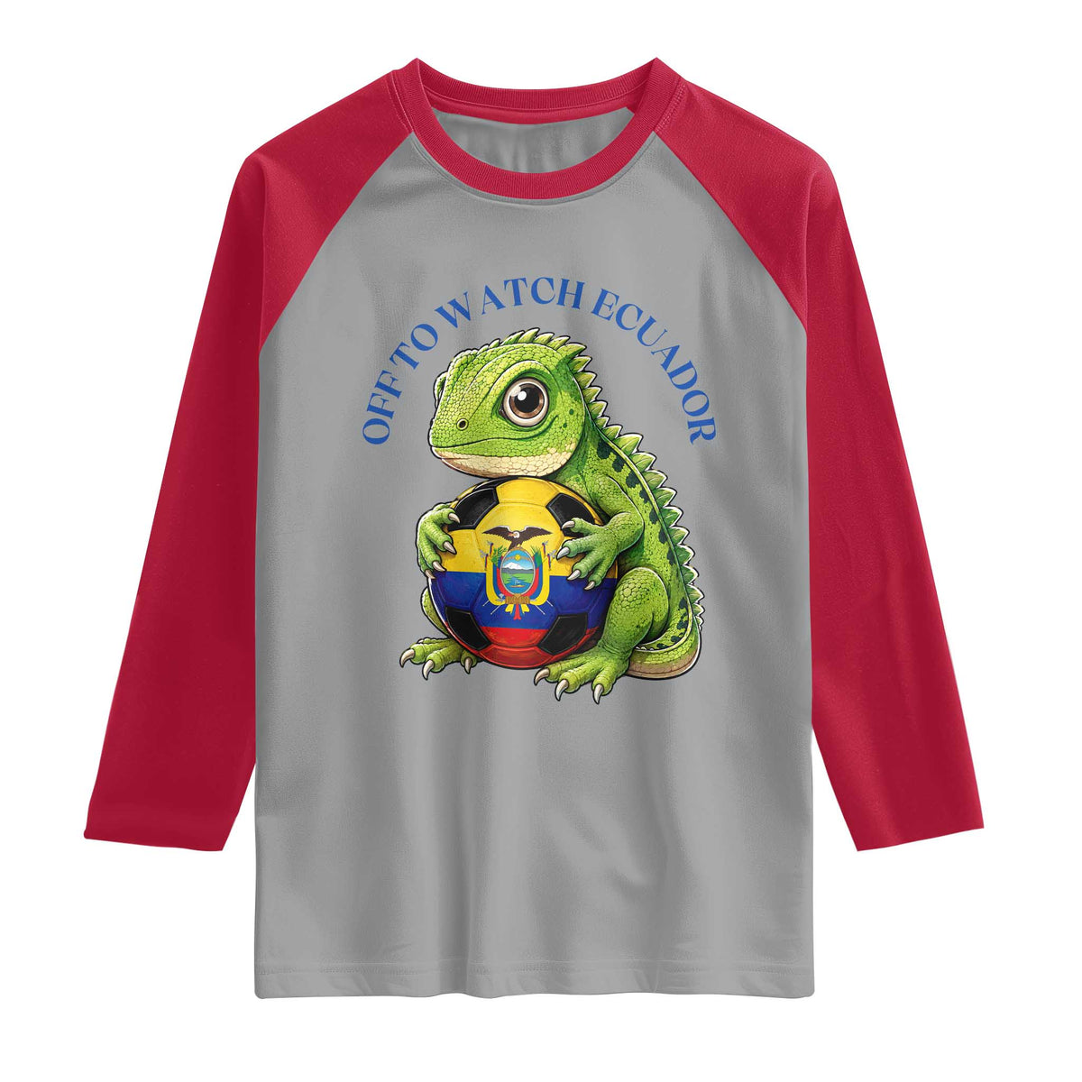 Off To Watch Ecuador Raglan Shirt Funny Ecuador Iguana Soccer Fan Gift