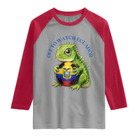 Off To Watch Ecuador Raglan Shirt Funny Ecuador Iguana Soccer Fan Gift