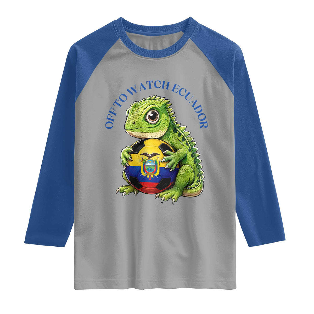 Off To Watch Ecuador Raglan Shirt Funny Ecuador Iguana Soccer Fan Gift