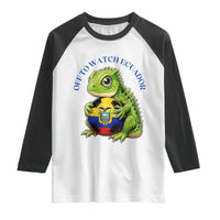 Off To Watch Ecuador Raglan Shirt Funny Ecuador Iguana Soccer Fan Gift