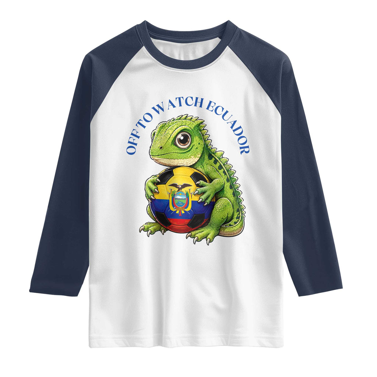 Off To Watch Ecuador Raglan Shirt Funny Ecuador Iguana Soccer Fan Gift