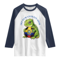 Off To Watch Ecuador Raglan Shirt Funny Ecuador Iguana Soccer Fan Gift