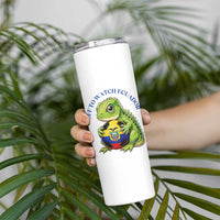 Off To Watch Ecuador Skinny Tumbler Funny Ecuador Iguana Soccer Fan Gift