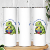 Off To Watch Ecuador Skinny Tumbler Funny Ecuador Iguana Soccer Fan Gift