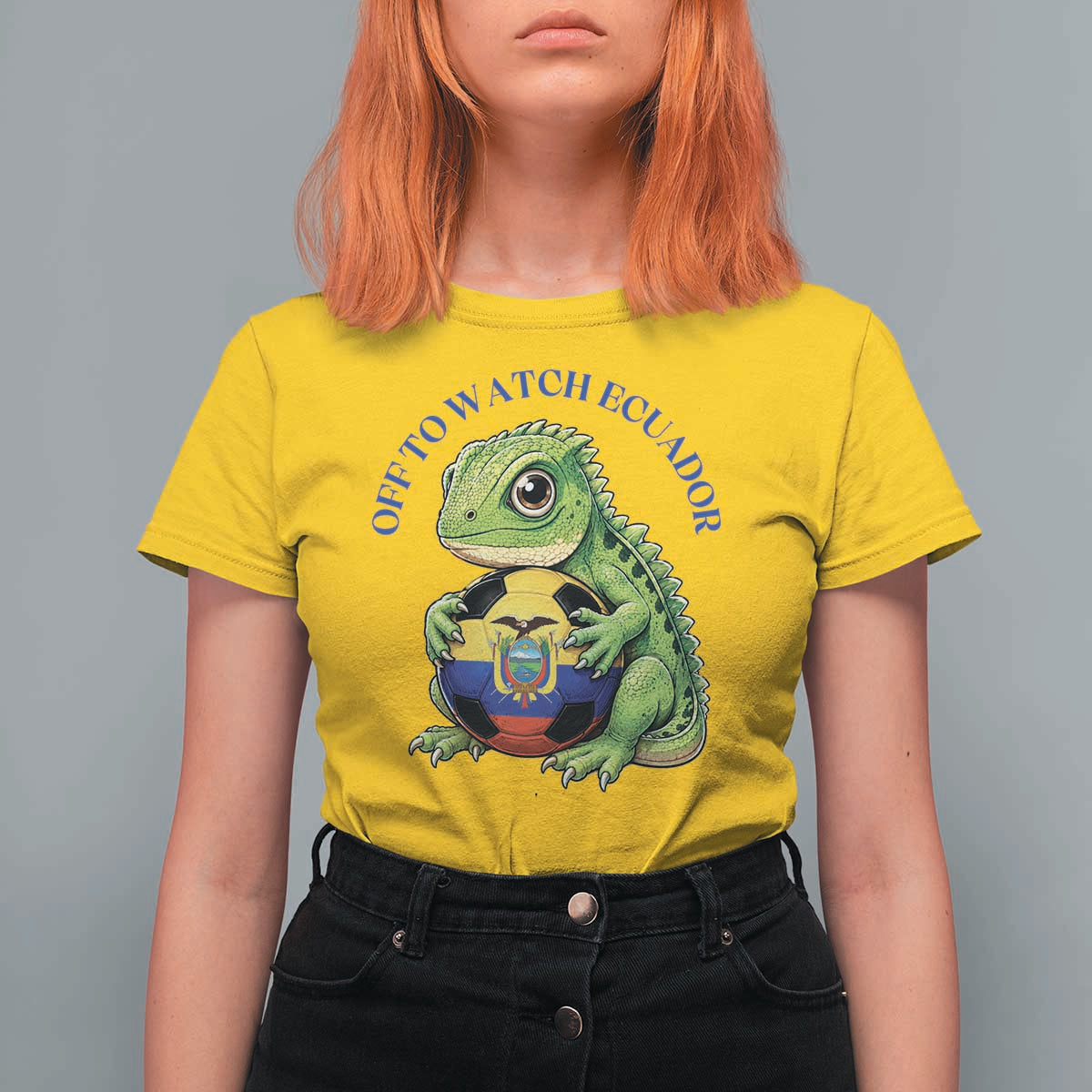 Off To Watch Ecuador T Shirt For Women Funny Ecuador Iguana Soccer Fan Gift