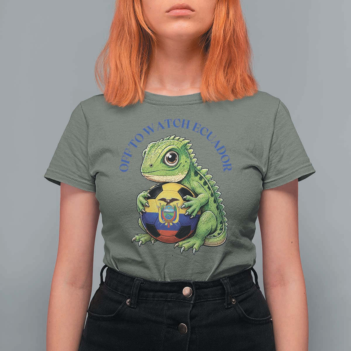 Off To Watch Ecuador T Shirt For Women Funny Ecuador Iguana Soccer Fan Gift