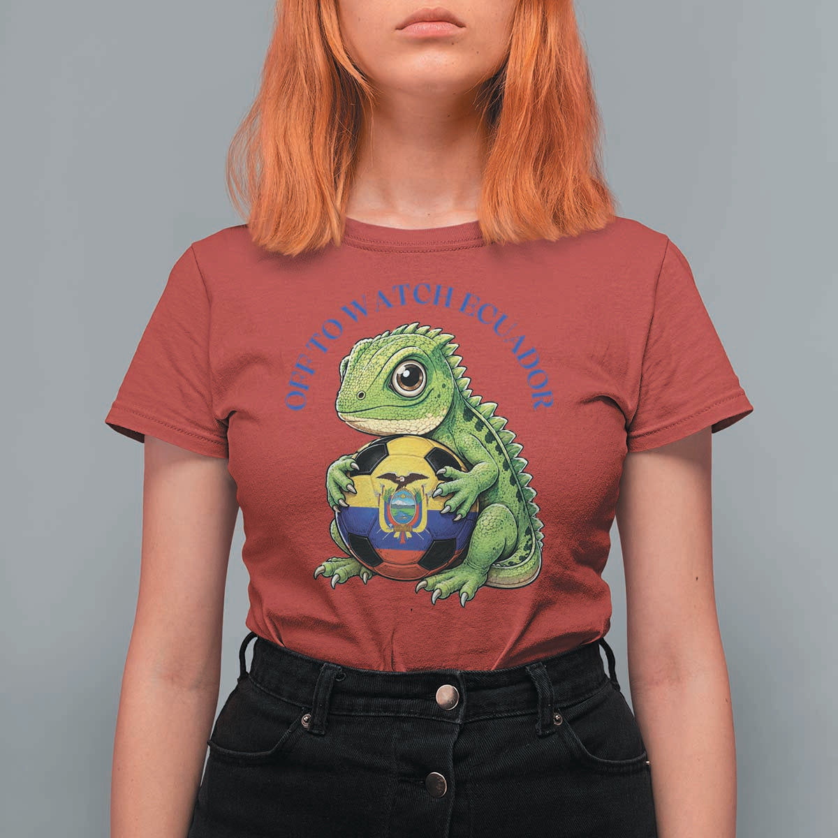 Off To Watch Ecuador T Shirt For Women Funny Ecuador Iguana Soccer Fan Gift