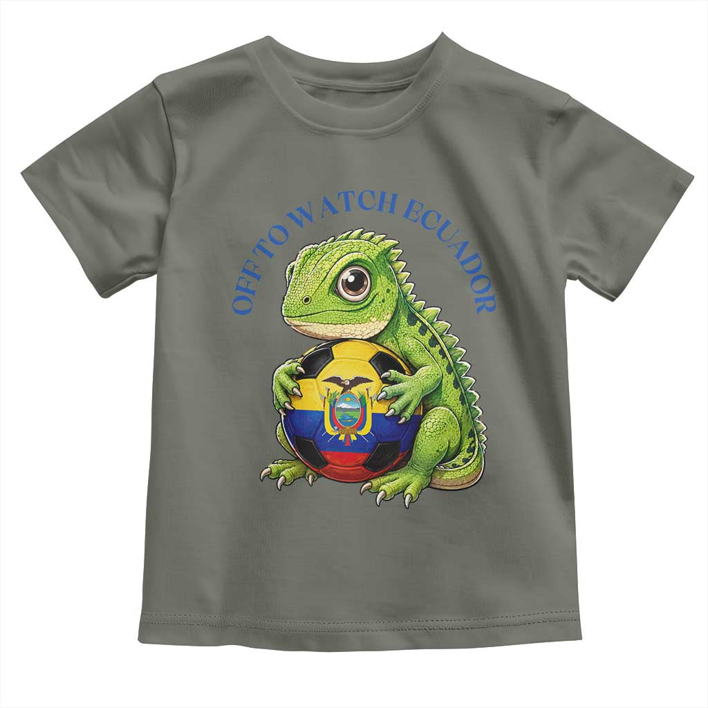 Off To Watch Ecuador Toddler T Shirt Funny Ecuador Iguana Soccer Fan Gift