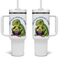 Off To Watch Ecuador Tumbler With Handle Funny Ecuador Iguana Soccer Fan Gift