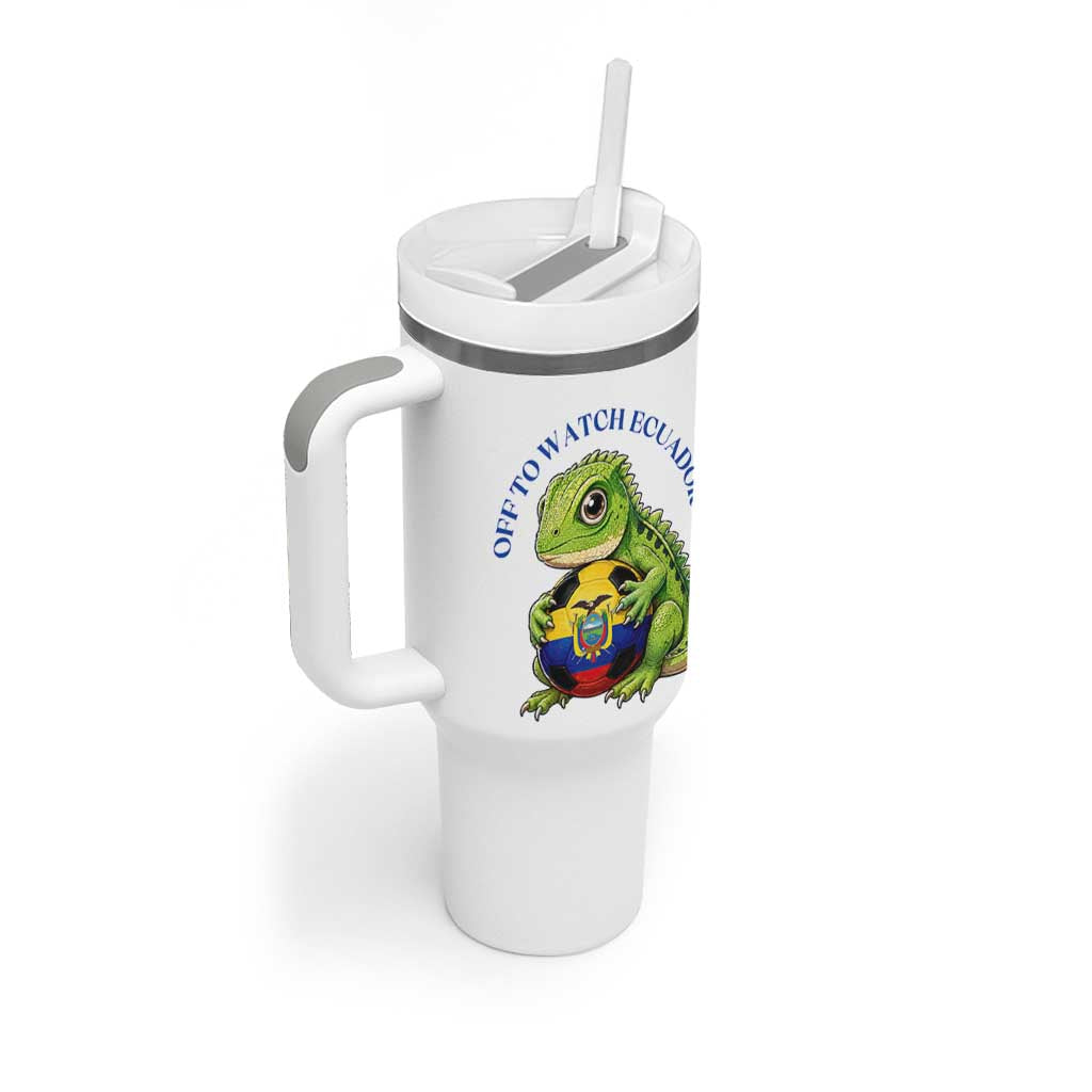 Off To Watch Ecuador Tumbler With Handle Funny Ecuador Iguana Soccer Fan Gift
